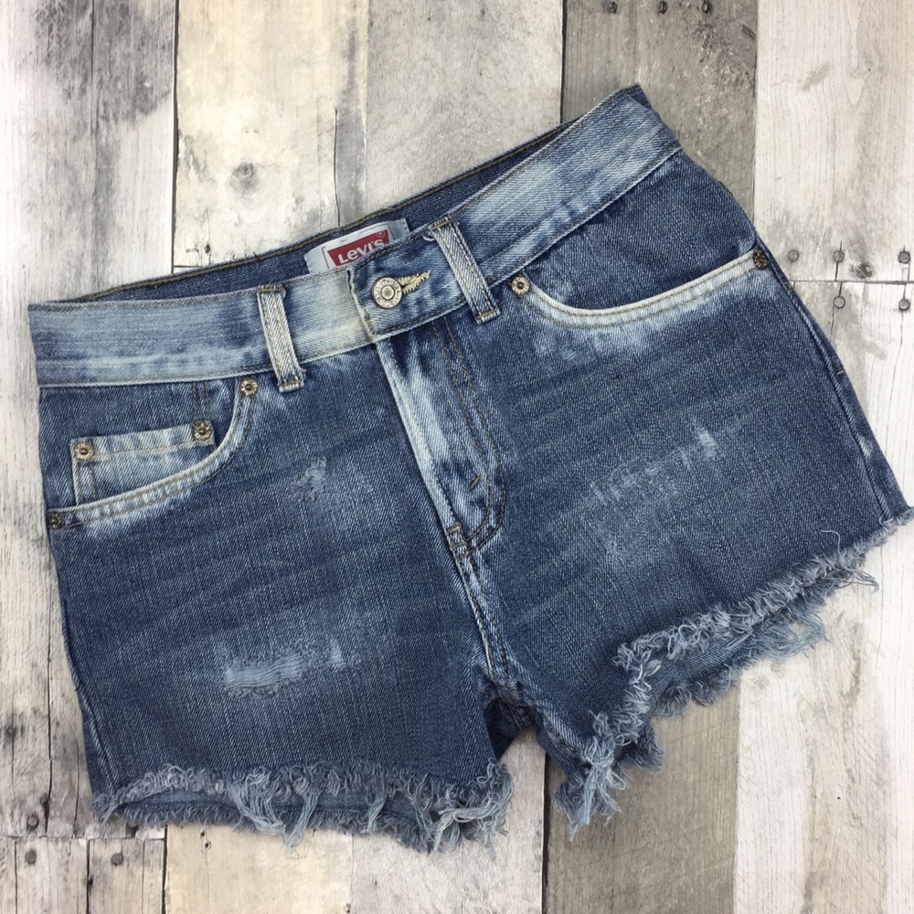 Levi's Women's Denim Shorts Frayed Hem Distressed